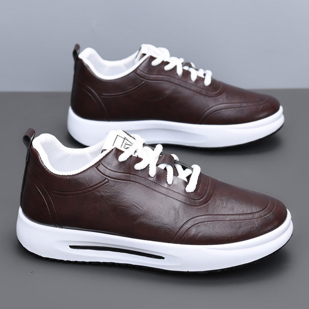 【39-44】Zapatos bajos de hombre en cuero PU impermeable con cordones y suela blanda