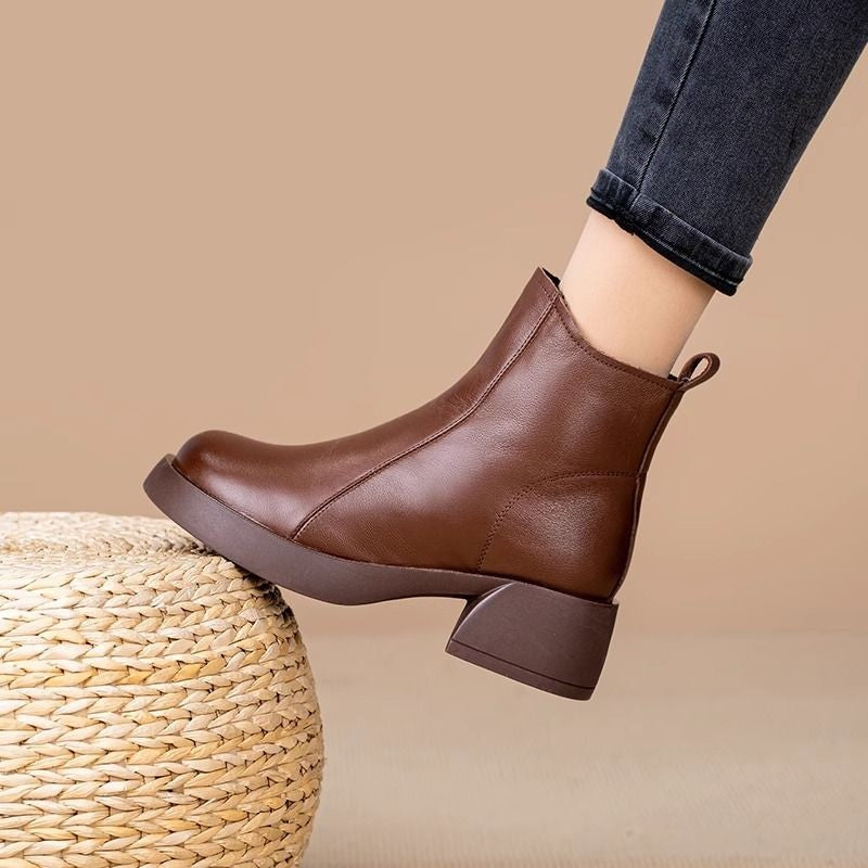 50% -Dámske členkové čižmy 2025, módne jesenné a zimné topánky z mäkkej PU kože na platforme