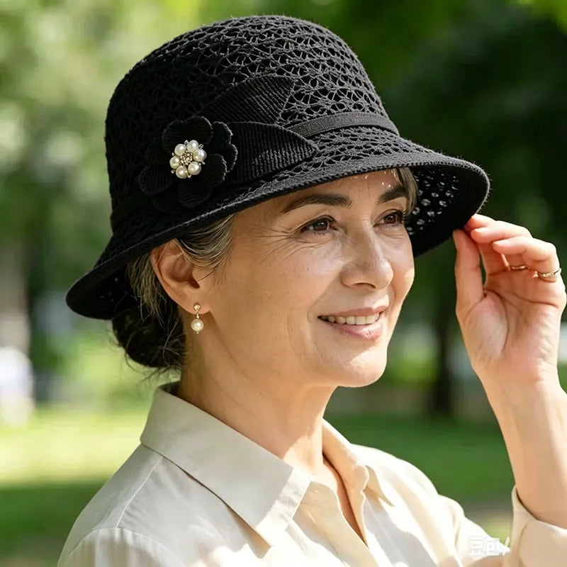 👒Pălărie elegantă de soare, cu design împletit decupat, protecție puternică împotriva razelor solare