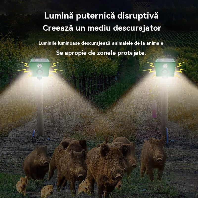 【🔥Cumpărați 1, primiți 1 gratuit】🔥Repelent solar cu ultrasunete pentru animale pentru exterior Repelent pentru păsări cu lumină infraroșu intermitent cu LED roșu și albastru