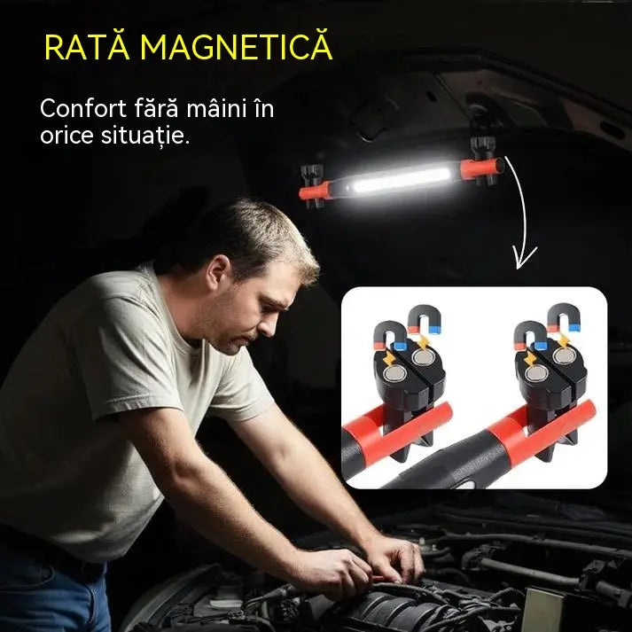 🔦💡 Lanternă de lucru reîncărcabilă 4 în 1: îți eliberează mâinile și poate fi folosită oriunde.