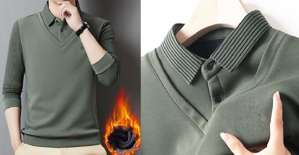 🔥 Ofertă sezonieră -50% 【M-4XL】👔 Set bărbătesc premium căptușit, călduros, cu cămașă cu mânecă lungă