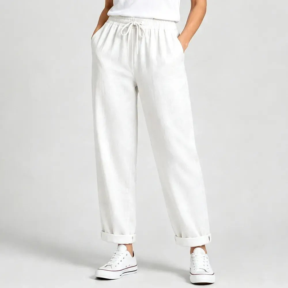 🛍️ Colecția Vară 2026: Pantaloni Lejeri Damen din In și Bumbac cu Buzunare 🌿 Material Respirabil & Croială Confortabilă | Talie Elastică cu Snur | 5 Culori, Mărimi S-5XL