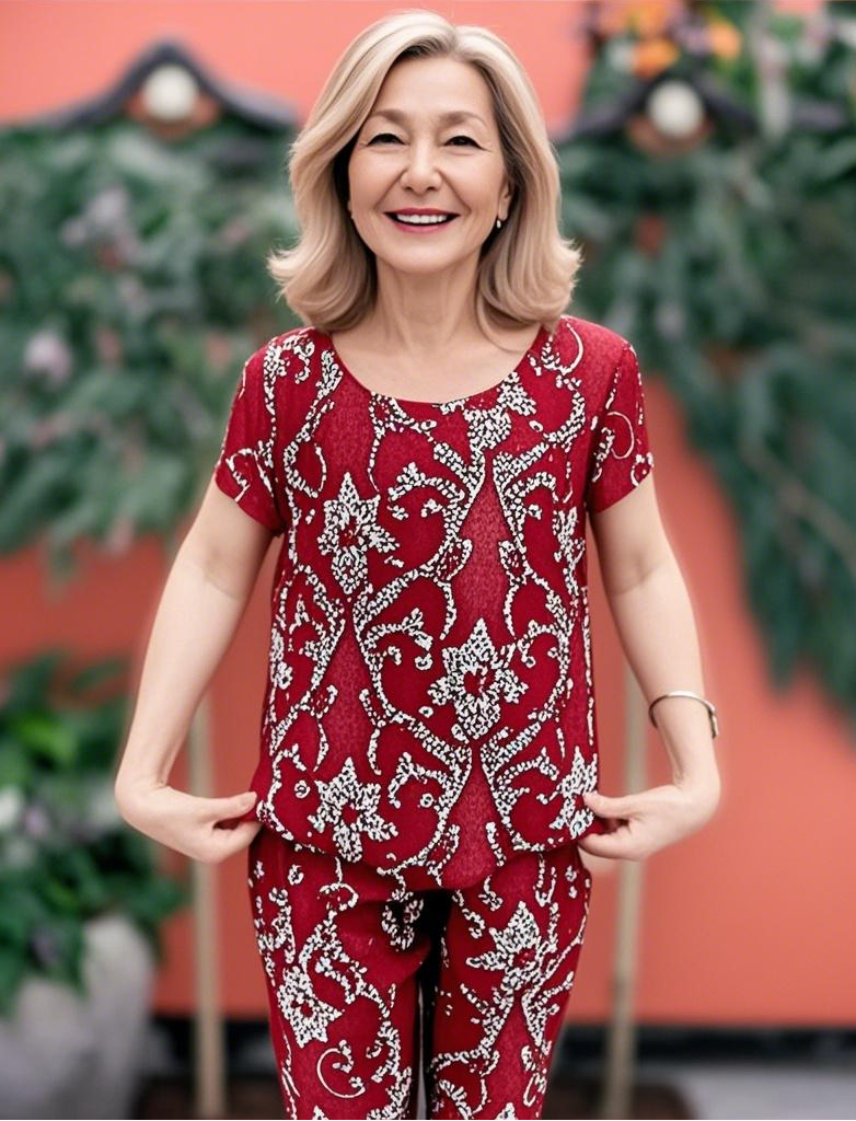 🔥【Top + Pantaloni】【S-4XL】😍Costum subțire din două piese, elegant, casual, din mătase glacială