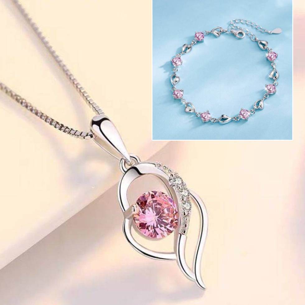 ✨✨【Cumpărați 1, primiți 1 gratuit】💎Set inima oceanului brățară + colier din argint 925--🎁Cele mai bune cadouri