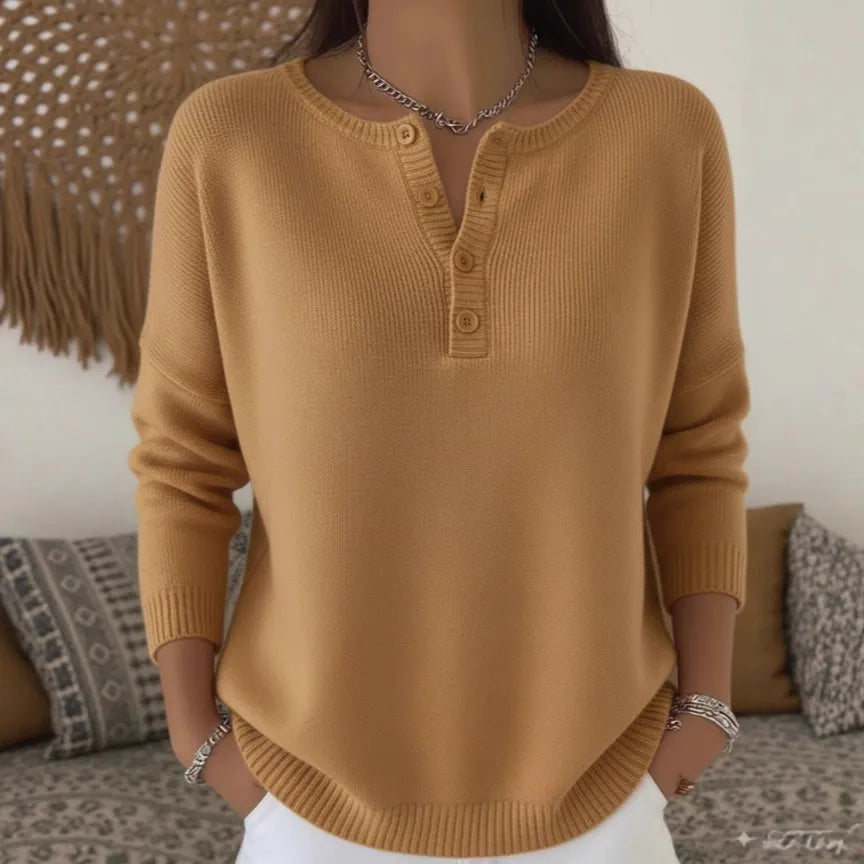 🌷💃【Nowość, gorąca sprzedaż】【S-3XL】Damski sweter w jednolitym kolorze z dekoltem w serek, luźny i swobodny styl