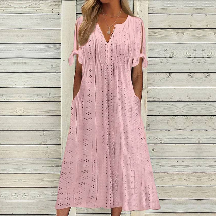 【🏆Cele mai bine vândute produse】👗 Rochie simplă și delicată, de culoare uni