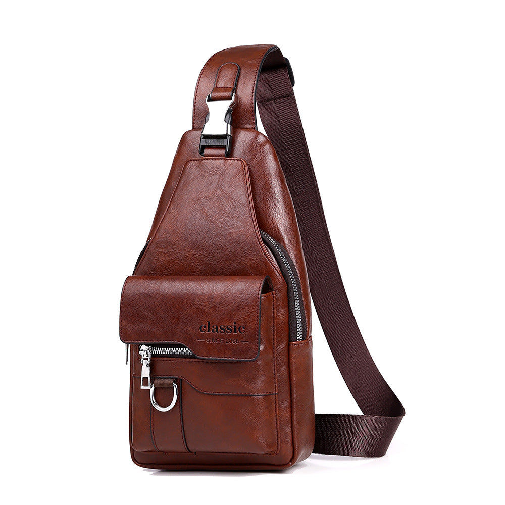 💯🎁 Geantă de umăr retro din piele ecologică, impermeabilă, pentru bărbați.