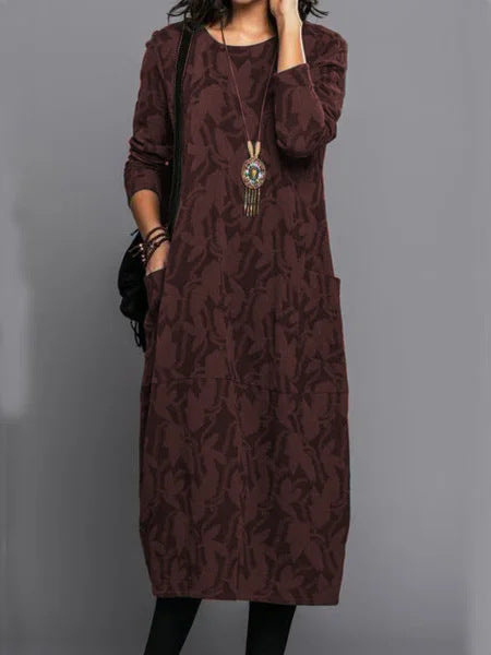 🔥Tallas S-3XL: ¡Especial de invierno! Vestido único con bolsillos y cuello redondo, elegante y con estilo.