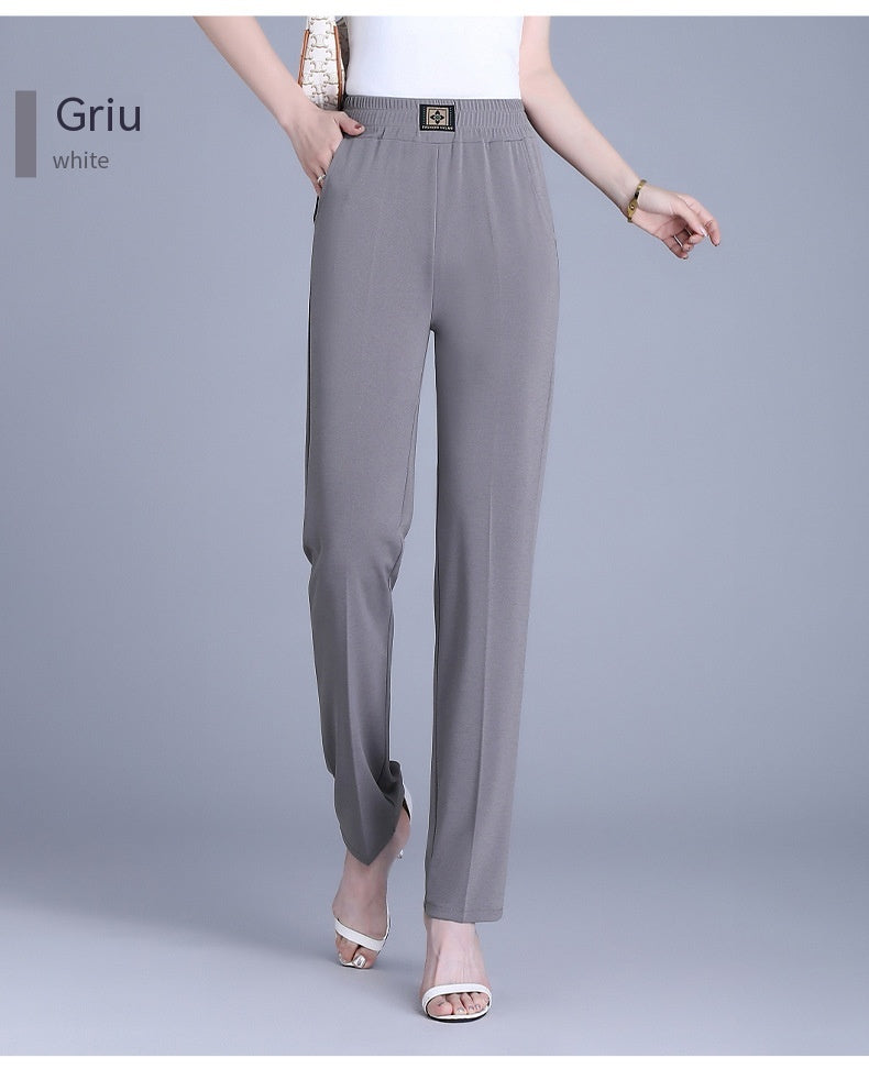 【XL-6XL】👖Pantaloni de vară din mătase glacială, cu talie înaltă și croială dreaptă