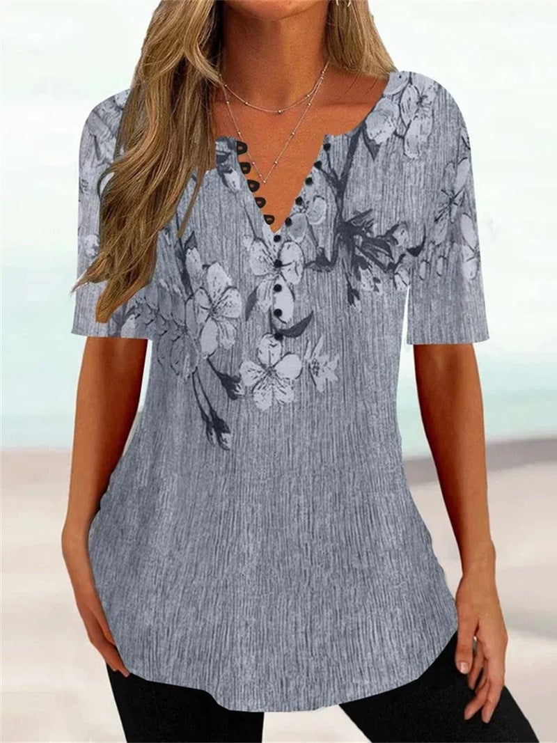 💕【Oferta ograniczona czasowo】💕【S-5XL】Nowości Letnie bawełniane koszulki damskie z krótkim rękawem i dekoltem w serek - przyjazne dla skóry i miękkie