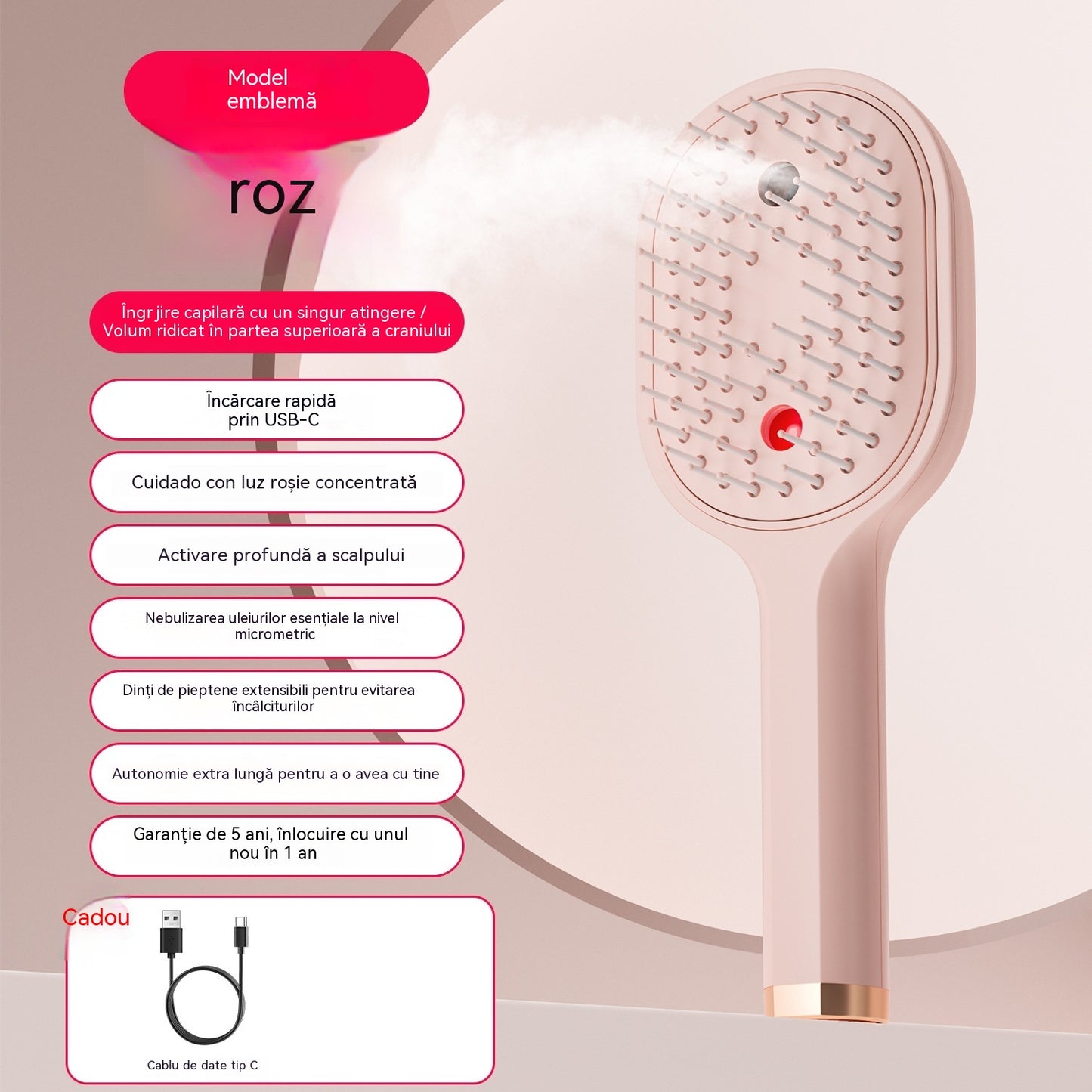 💖💨Un pieptene cu funcție de pulverizare cu un singur buton pentru a preveni eficient încurcarea părului.