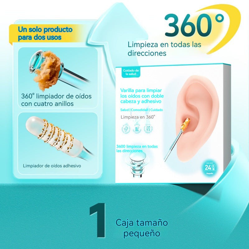 👂✨【Eliminación de cerumen altamente efectiva】Nuevo palito de limpieza de oídos de doble cabeza especialmente diseñado