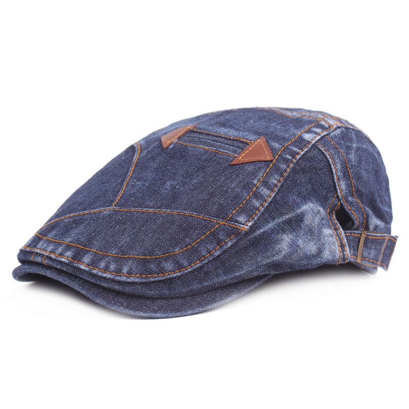🤠【Oferta por tiempo limitado】Boina de mezclilla para hombre Gorra con visera Retro Sombrero informal