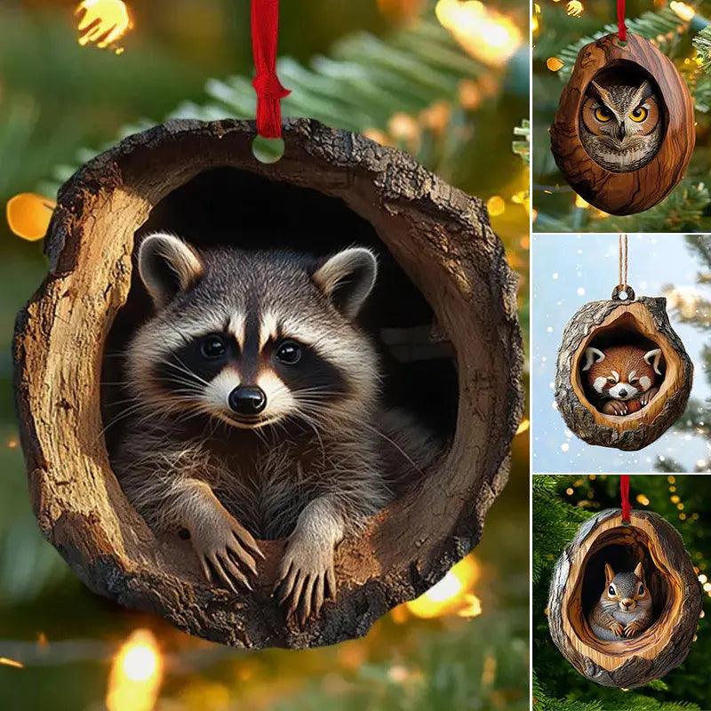 【10 bucăți】🎄Ornament pentru bradul de Crăciun cu animale. Ornament suspendat cu animale mici.