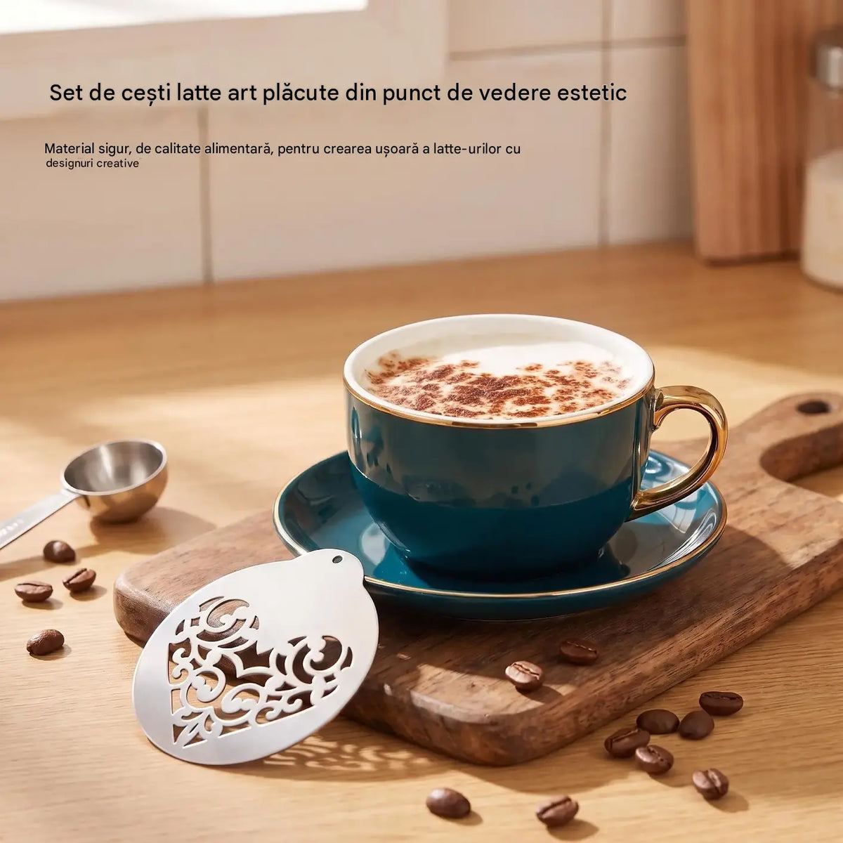 ☕ Șablon din oțel inoxidabil 304 pentru Latte Art