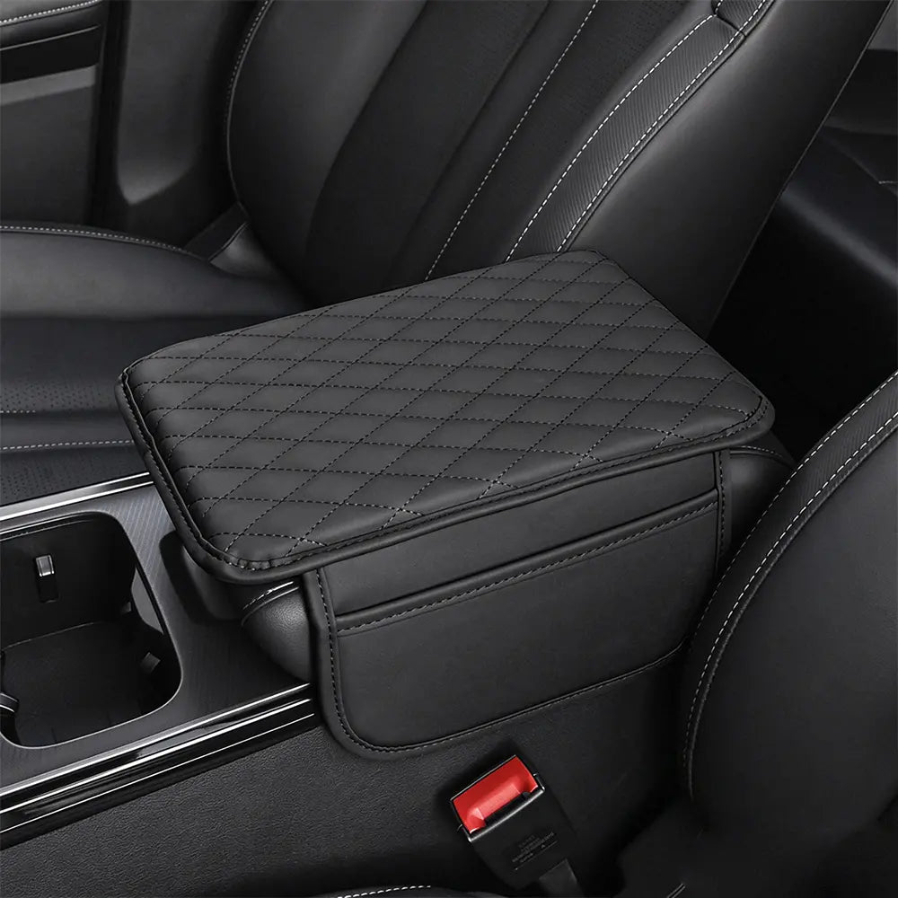 🚗 Suport Ergonomic Universal pentru Cotieră Auto · Cu Buzunare De Stocare · Piele Ecologică · Montare Rapidă!