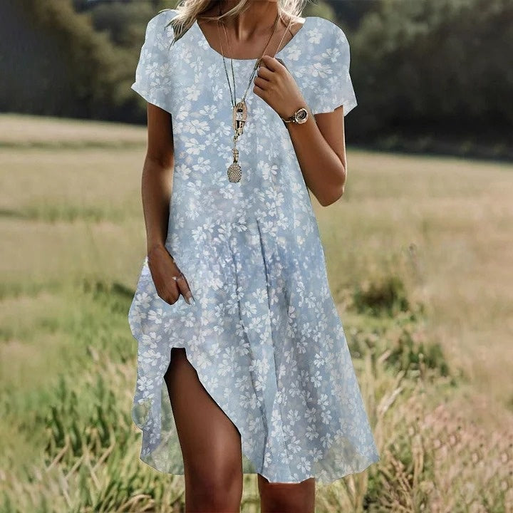 🛒📣【Último día de la promoción】【S-3XL】💖👗Nuevo vestido casual estampado de cuello redondo para primavera y verano 2026 🌸🌞