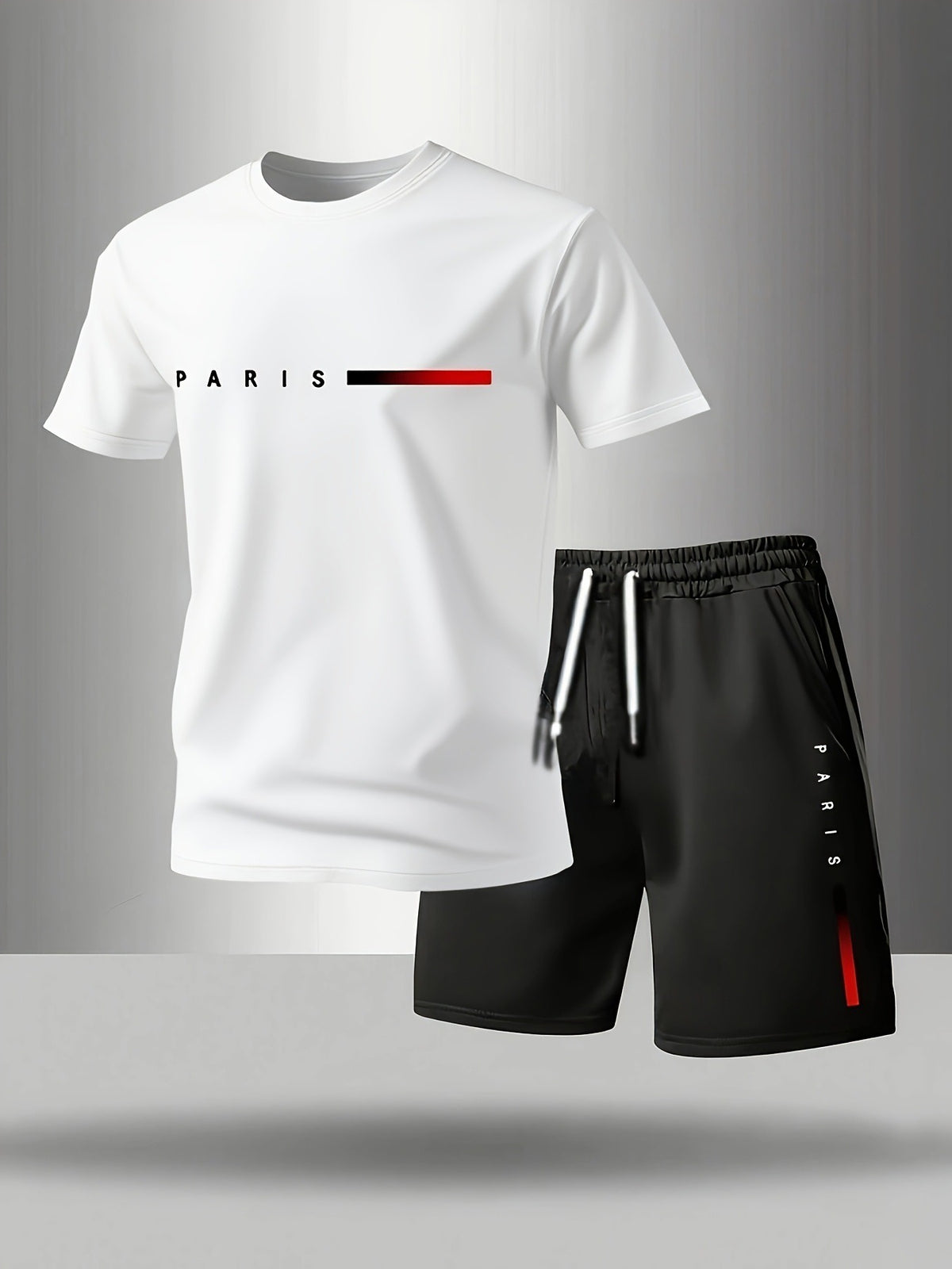 ✨【Plata la livrare】Set sport de vară pentru bărbați, format din 2 piese - tricou confortabil cu mânecă scurtă și pantaloni scurți pentru purtare zilnică și relaxare acasă