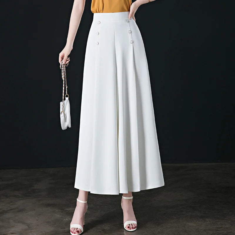 【M-5XL】Pantaloni eleganți, plisați, cu talie înaltă și croială largă, pentru femei