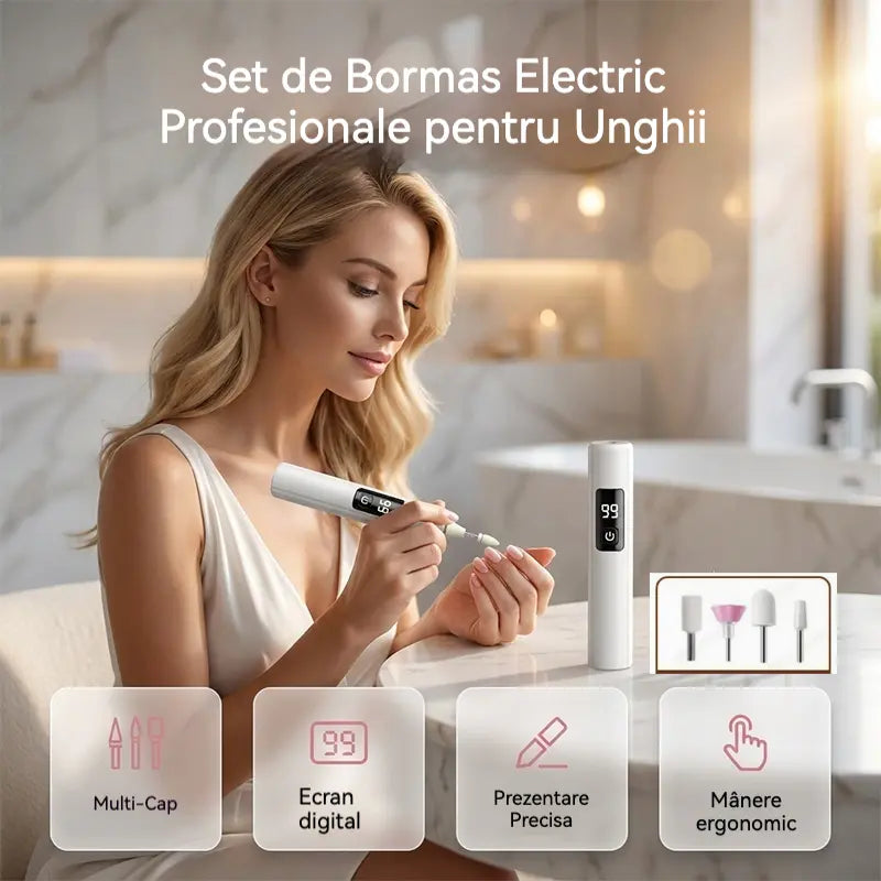 💅Aparat electric 3 în 1 pentru manichiură cu lampă LED Șlefuire Curățarea cuticulelor și îndepărtarea ojei