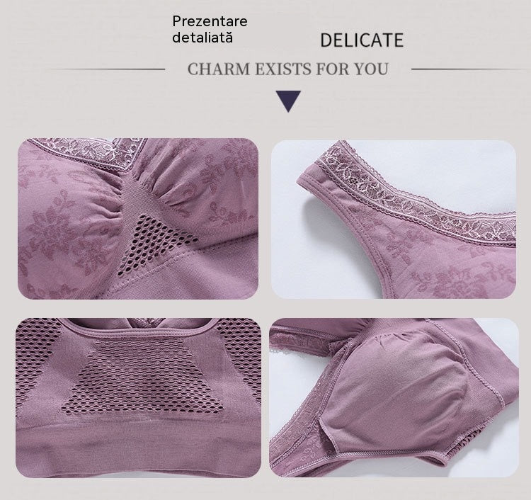 😍❤️【Set 3 bucăți】✨ Sutien din dantelă fără sârmă pentru femei — potrivit pentru 40–120 kg