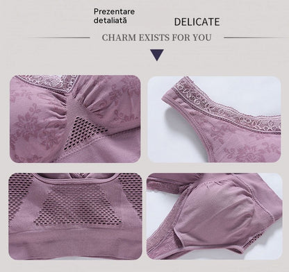 😍❤️【Set 3 bucăți】✨ Sutien din dantelă fără sârmă pentru femei — potrivit pentru 40–120 kg