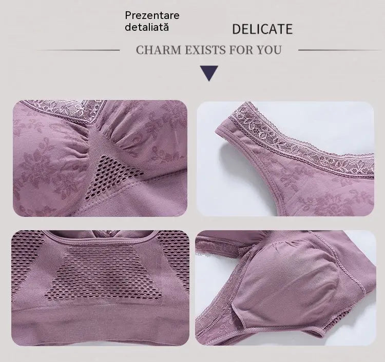 😍❤️【Set 3 bucăți】✨ Sutien din dantelă fără sârmă pentru femei — potrivit pentru 40–120 kg