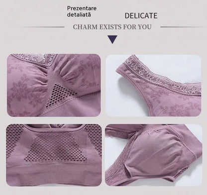 😍❤️【Set 3 bucăți】✨ Sutien din dantelă fără sârmă pentru femei — potrivit pentru 40–120 kg