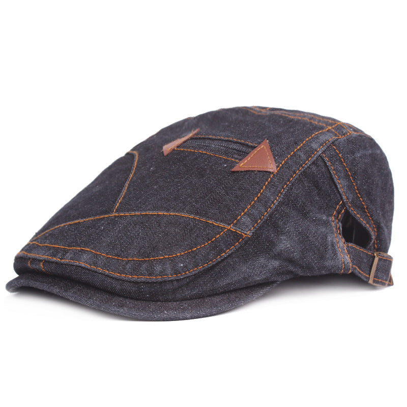 🤠【Oferta por tiempo limitado】Boina de mezclilla para hombre Gorra con visera Retro Sombrero informal