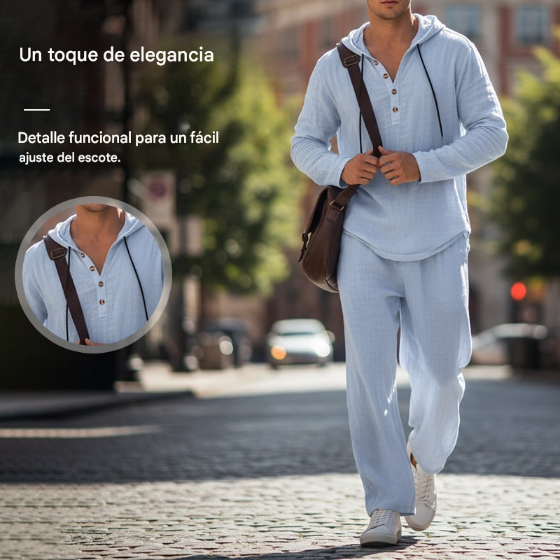 📢📢 50% DE DESCUENTO🔥 Conjunto de dos piezas para hombre: top holgado y pantalón con capucha ✅️Pago contra reembolso