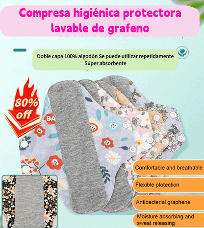 🔥🌈【5 piezas】Almohadilla antibacteriana de algodón y grafeno lavable