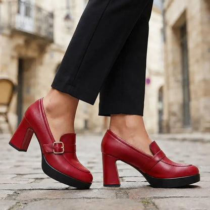 🔥👠【35-40】Ghete noi din piele, colecția 2026, cu toc masiv. Ghete moderne cu toc înalt pentru femei.