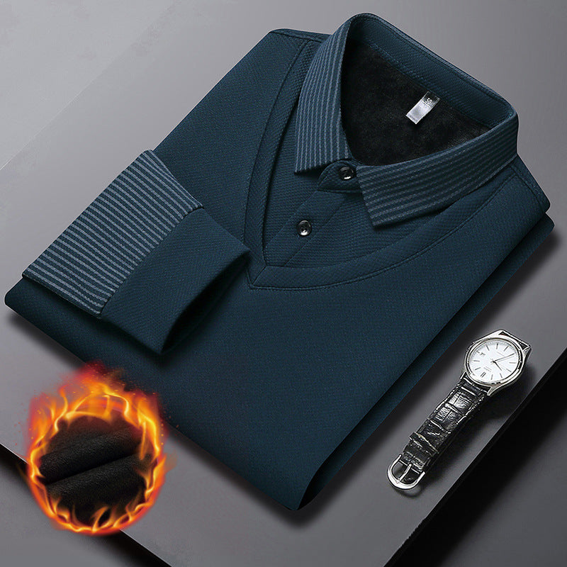 【M-4XL】 👔 Tricou Polo Bărbătesc cu Mânecă Lungă "2 în 1" · Căptușit și Călduros · Design Elegant cu Guler Clasicsi Mâneci cu Dungi · Stil Casual & Business!