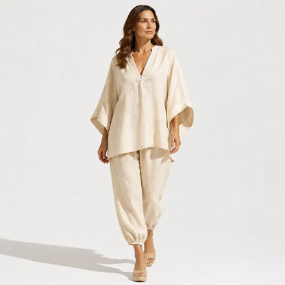 【S-3XL】👗 Set cu decolteu lejer și linie largă, mâneci tip liliac, design casual, croială lejeră, ideal pentru purtare zilnică - confortabil și versatil ✨🌸