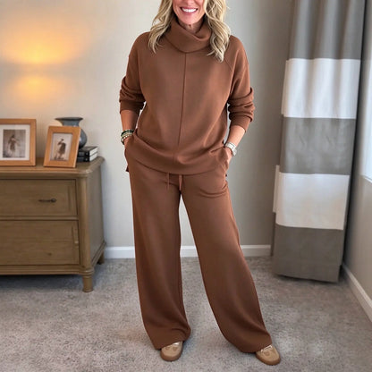 🍂🐏Set casual de iarnă pentru femei, de înaltă calitate: pulover minimalist cu guler înalt + pantaloni casual cu croială dreaptă🔥