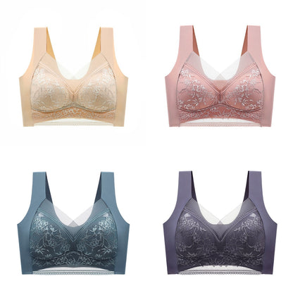 👙✨【Set 4 piese】Sutien damă confortabil, fără cusături, din dantelă elegantă