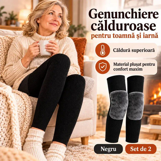 🦵 Genunchiere Călduroase de Iarnă · Model Extra Lung cu Căptușeală Pufoasă · Protecție Extinsă pentru Genunchi și Picioare!