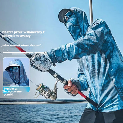 ☀️🎏【M-5XL】Letnia, oddychająca, męska odzież chroniąca przed słońcem, wykonana z kamuflażu z lodowego jedwabiu