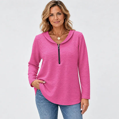 ✨Nou: La jumătate de preț✨ 【Mărimi S–5XL / 5 culori】Bluză uni cu guler Peter Pan – perfectă pentru suprapuneri sau pentru a fi purtată ca atare!