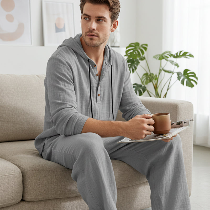 📢📢 50% DE DESCUENTO🔥 Conjunto de dos piezas para hombre: top holgado y pantalón con capucha ✅️Pago contra reembolso