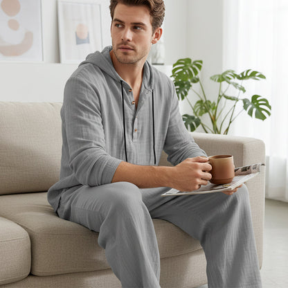 📢📢 50% DE DESCUENTO🔥 Conjunto de dos piezas para hombre: top holgado y pantalón con capucha ✅️Pago contra reembolso