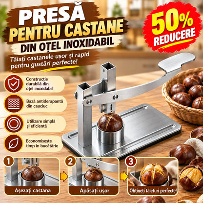 🥜💪Dispozitiv pentru spart nuci cu mâner – fabricat din oțel inoxidabil, gata de utilizare