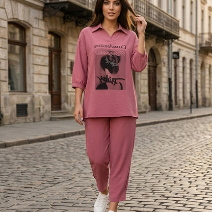 Set Modern de Damă din Două Piese, Design Casual-Chic, Disponibil în Mai Multe Culori Elegante