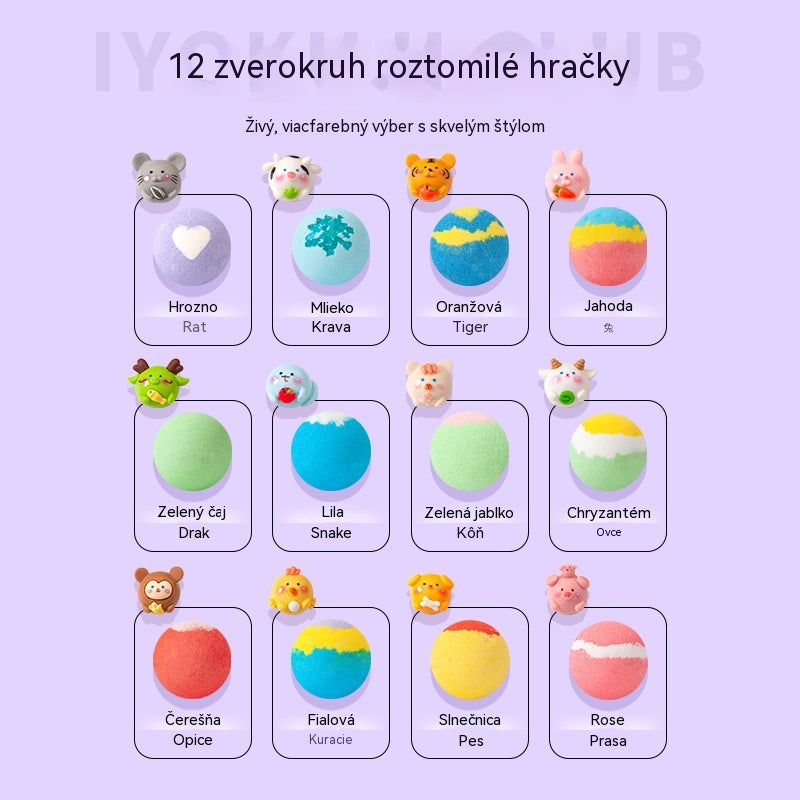 🌊👧【12 por 35 €】Juego de 12 bolas de sales de baño con forma de animales marinos (60 g cada una), aptas para niños.