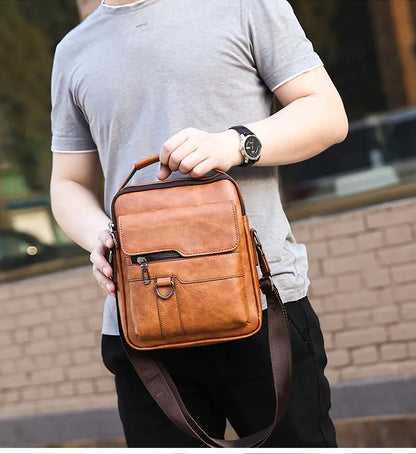 🏆【Variantă premium din piele naturală】Geantă bărbătească vintage casual de umăr, cu capacitate mare