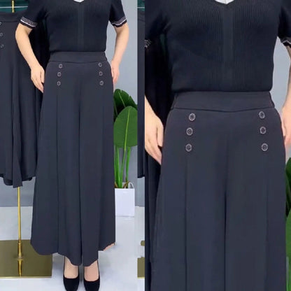 【M-5XL】Pantaloni eleganți, plisați, cu talie înaltă și croială largă, pentru femei