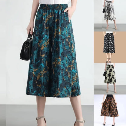 ❤️【Produs bestseller în magazin】❤️ Pantaloni largi cu talie înaltă și imprimeu – noul model de vară, ușori și moderni