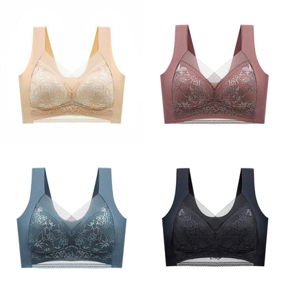 👙✨【Set 4 piese】Sutien damă confortabil, fără cusături, din dantelă elegantă