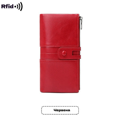 💼Wielofunkcyjny portfel, ręcznie wykonany ze skóry, szczotka antykradzieżowa, podwójny zamek błyskawiczny